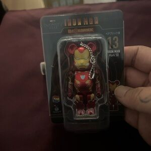 BE@RBRICK Iron Man Mark 50 Red & Gold Collectible Figure Keychain
